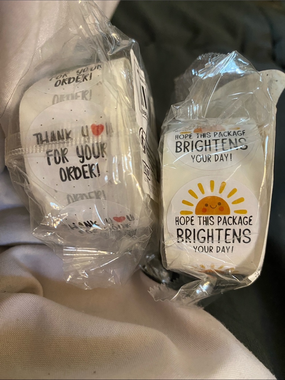 1000 Cute 'Hope This Package Brightens Your Day' Sticker Roll - Sun Design and H